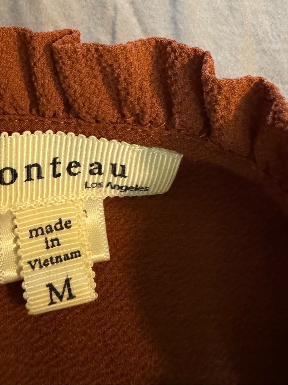 Monteau Rust Ruffle-Neck Blouse - Picture 6 of 8